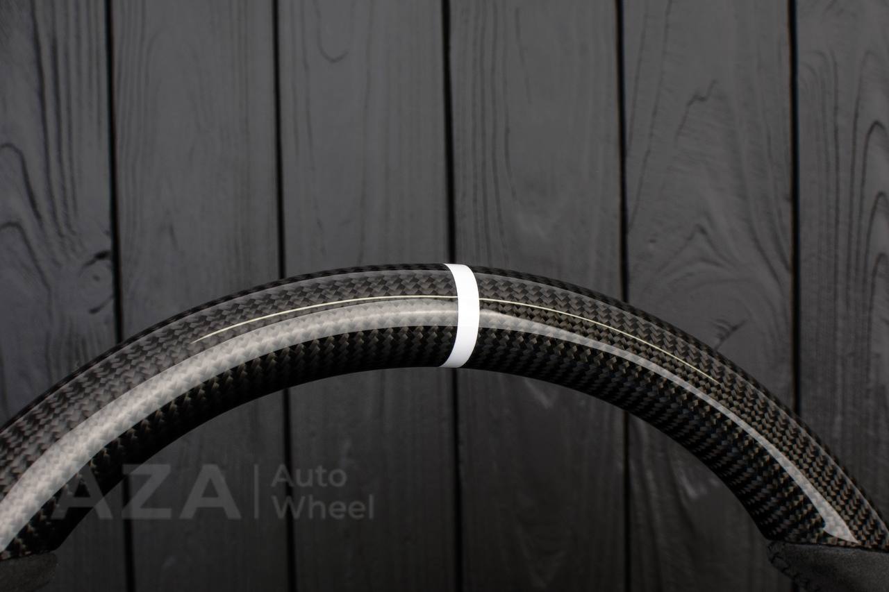 Steering Wheel Fox Body Ford Mustang GT Cobra SVT Saleen Roush Carbon fiber/Alcantara/White stripe (can be any color stripe and stitching) - Image 15