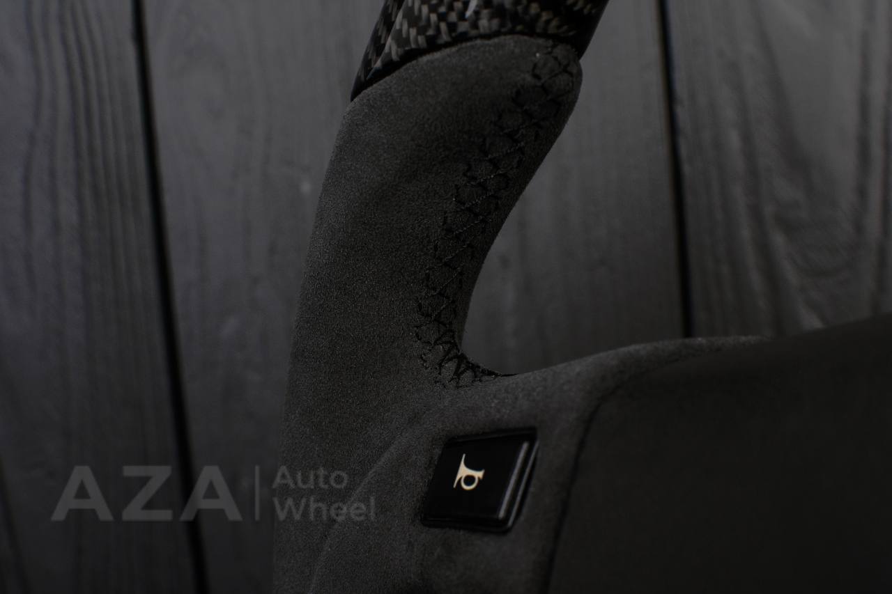 Steering Wheel Fox Body Ford Mustang GT Cobra SVT Saleen Roush Carbon fiber/Alcantara/White stripe (can be any color stripe and stitching) - Image 16