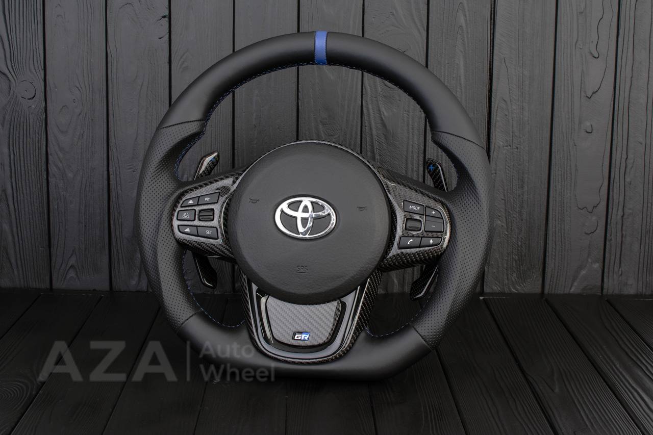 Steering wheel 2020+ TOYOTA SUPRA A90/A91+ Napa/Perforated leather/Blue stripe - Image 3