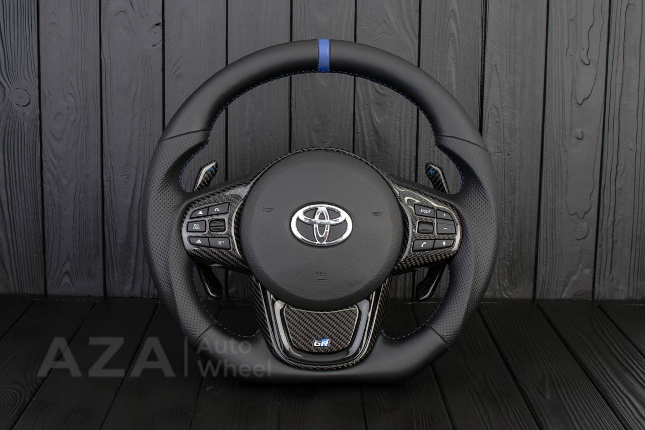 Steering wheel 2020+ TOYOTA SUPRA A90/A91+ Napa/Perforated leather/Blue stripe
