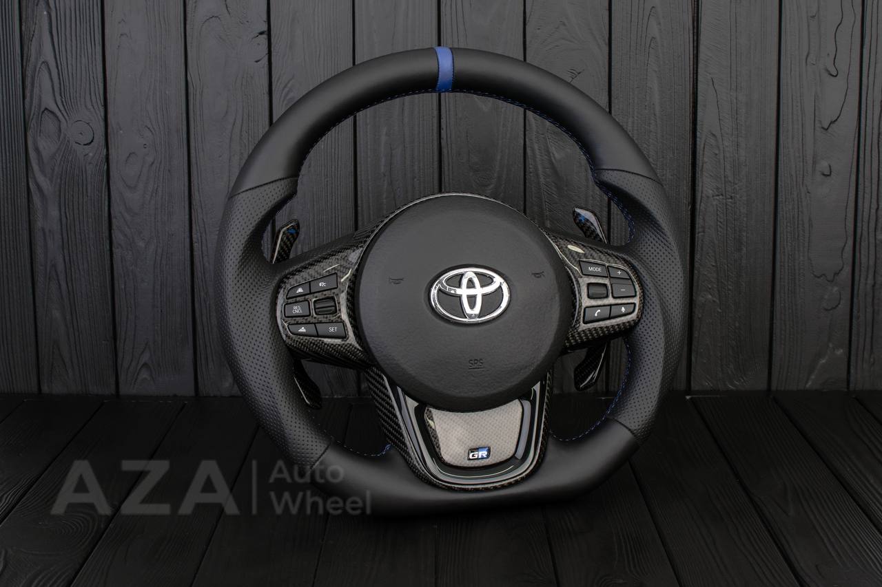 Steering wheel 2020+ TOYOTA SUPRA A90/A91+ Napa/Perforated leather/Blue stripe - Image 4