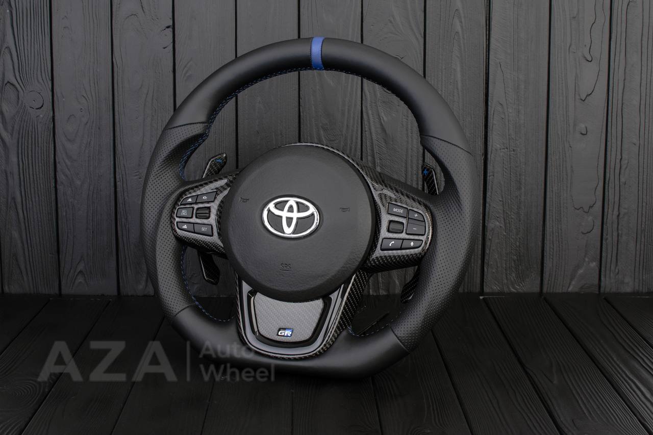 Steering wheel 2020+ TOYOTA SUPRA A90/A91+ Napa/Perforated leather/Blue stripe - Image 6