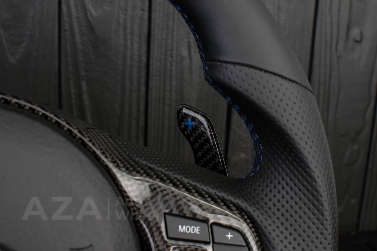 Steering wheel 2020+ TOYOTA SUPRA A90/A91+ Napa/Perforated leather/Blue stripe - Image 15