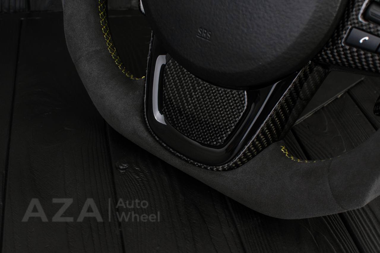 Steering wheel 2020+ TOYOTA SUPRA A90/A91+ Carbon fiber/Alcantara/Yellow stripe (can be any color) - Image 6