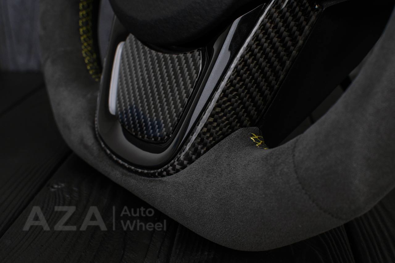 Steering wheel 2020+ TOYOTA SUPRA A90/A91+ Carbon fiber/Alcantara/Yellow stripe (can be any color) - Image 7