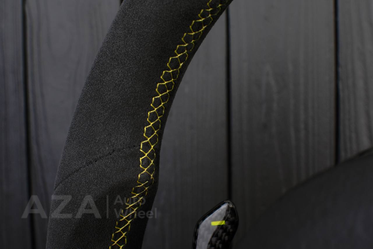Steering wheel 2020+ TOYOTA SUPRA A90/A91+ Carbon fiber/Alcantara/Yellow stripe (can be any color) - Image 8