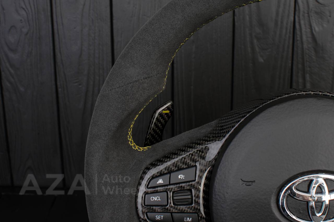Steering wheel 2020+ TOYOTA SUPRA A90/A91+ Carbon fiber/Alcantara/Yellow stripe (can be any color) - Image 13