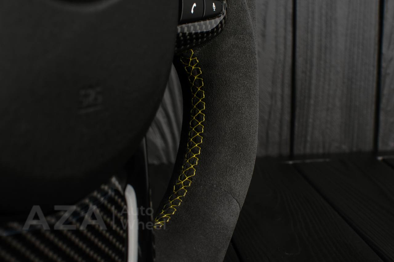 Steering wheel 2020+ TOYOTA SUPRA A90/A91+ Carbon fiber/Alcantara/Yellow stripe (can be any color) - Image 14