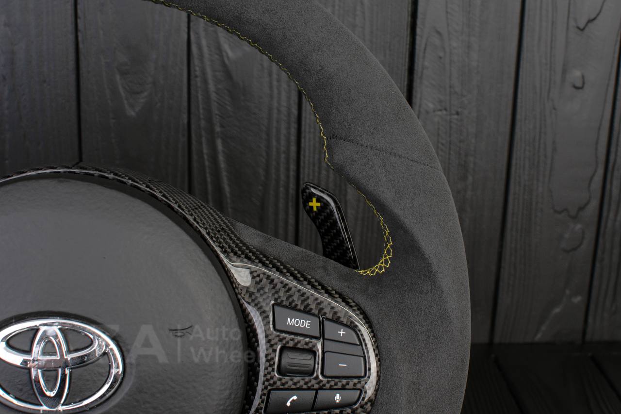 Steering wheel 2020+ TOYOTA SUPRA A90/A91+ Carbon fiber/Alcantara/Yellow stripe (can be any color) - Image 15
