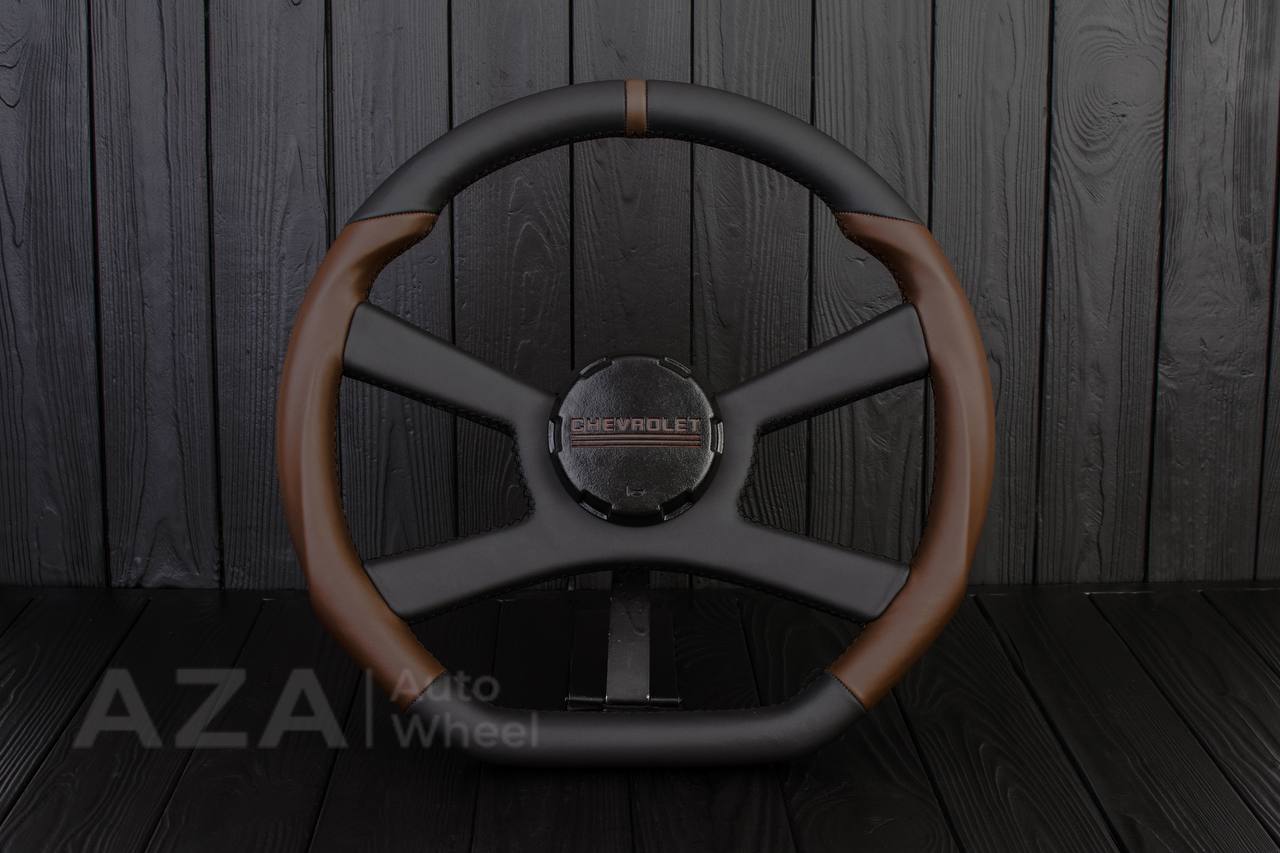 Steering wheel GM, OBS Silverado (1988-1994) Napa black+Cocoa/Cocoa stripe (can be any color stitch)
