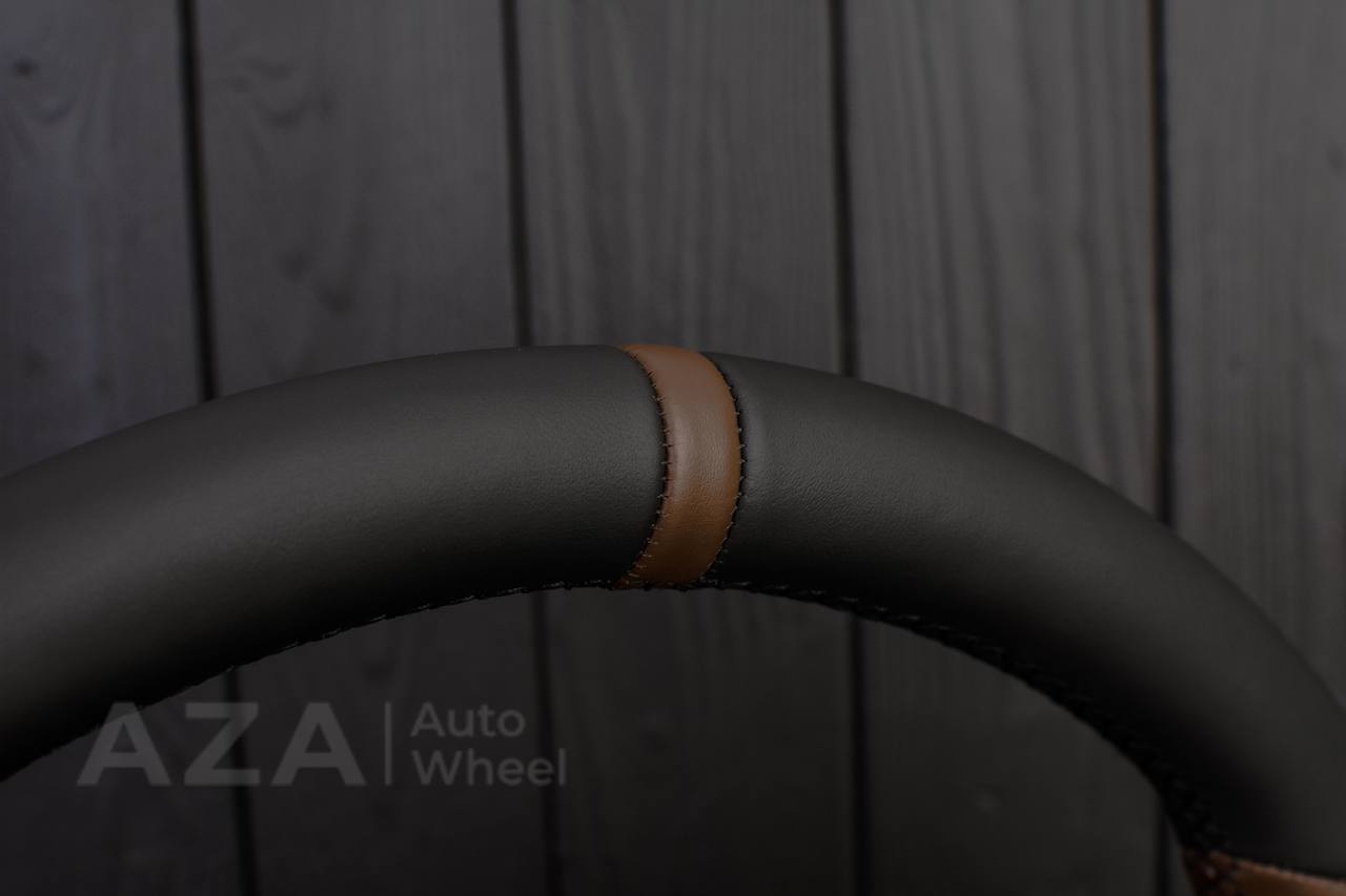 Steering wheel GM, OBS Silverado (1988-1994) Napa black+Cocoa/Cocoa stripe (can be any color stitch) - Image 6