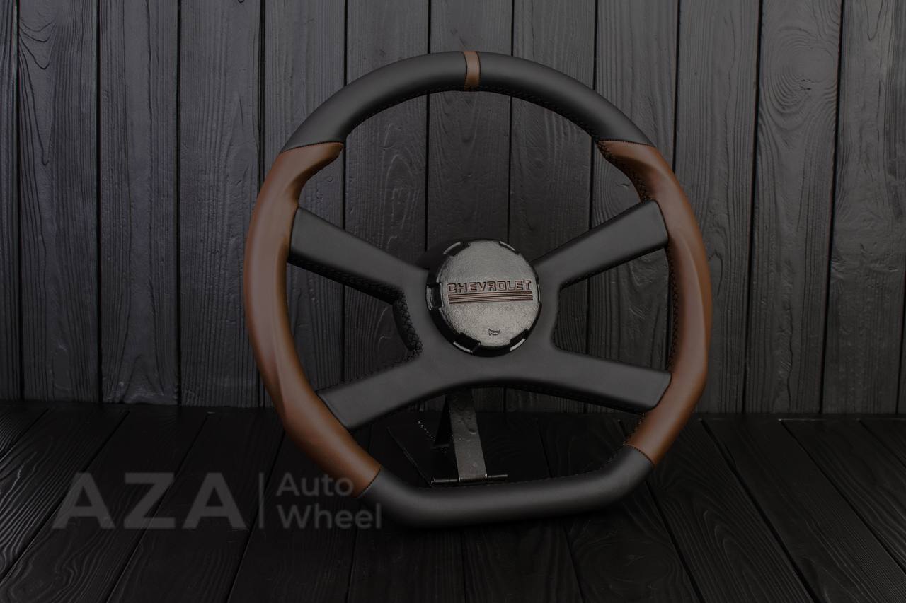 Steering wheel GM, OBS Silverado (1988-1994) Napa black+Cocoa/Cocoa stripe (can be any color stitch) - Image 5