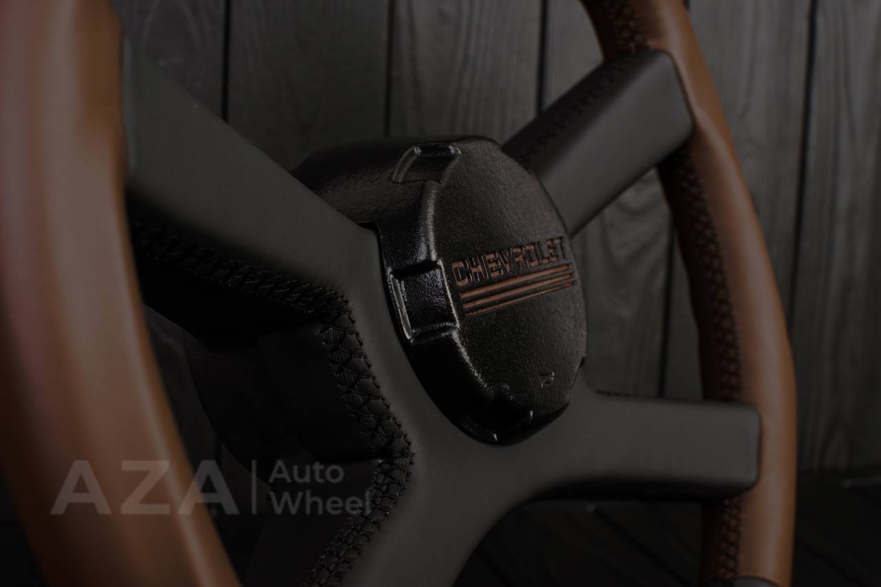 Steering wheel GM, OBS Silverado (1988-1994) Napa black+Cocoa/Cocoa stripe (can be any color stitch) - Image 9