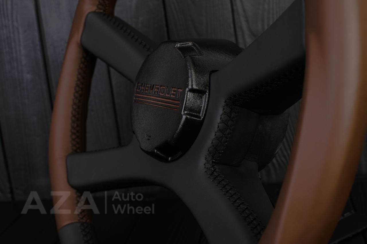 Steering wheel GM, OBS Silverado (1988-1994) Napa black+Cocoa/Cocoa stripe (can be any color stitch) - Image 10