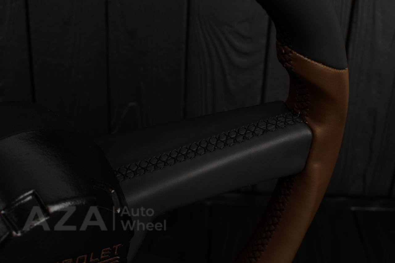Steering wheel GM, OBS Silverado (1988-1994) Napa black+Cocoa/Cocoa stripe (can be any color stitch) - Image 11