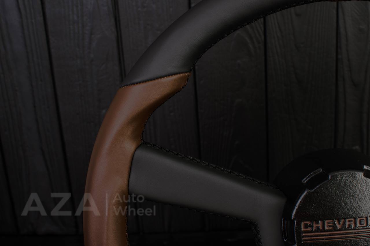 Steering wheel GM, OBS Silverado (1988-1994) Napa black+Cocoa/Cocoa stripe (can be any color stitch) - Image 12