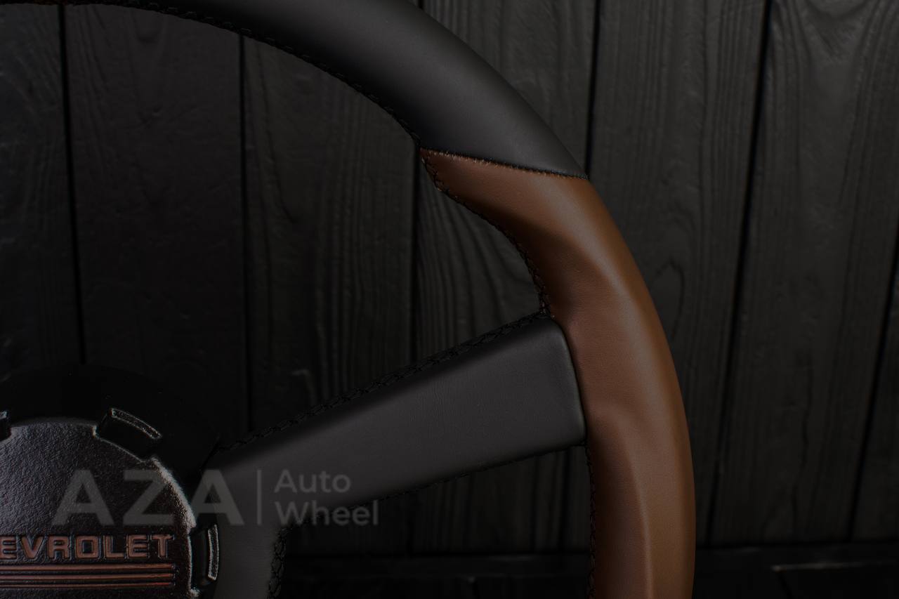 Steering wheel GM, OBS Silverado (1988-1994) Napa black+Cocoa/Cocoa stripe (can be any color stitch) - Image 14