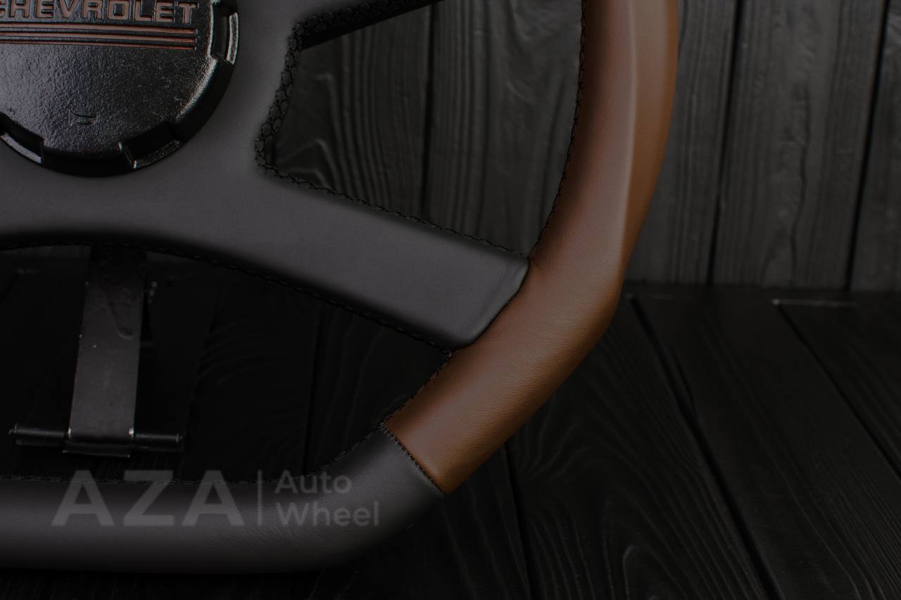Steering wheel GM, OBS Silverado (1988-1994) Napa black+Cocoa/Cocoa stripe (can be any color stitch) - Image 16