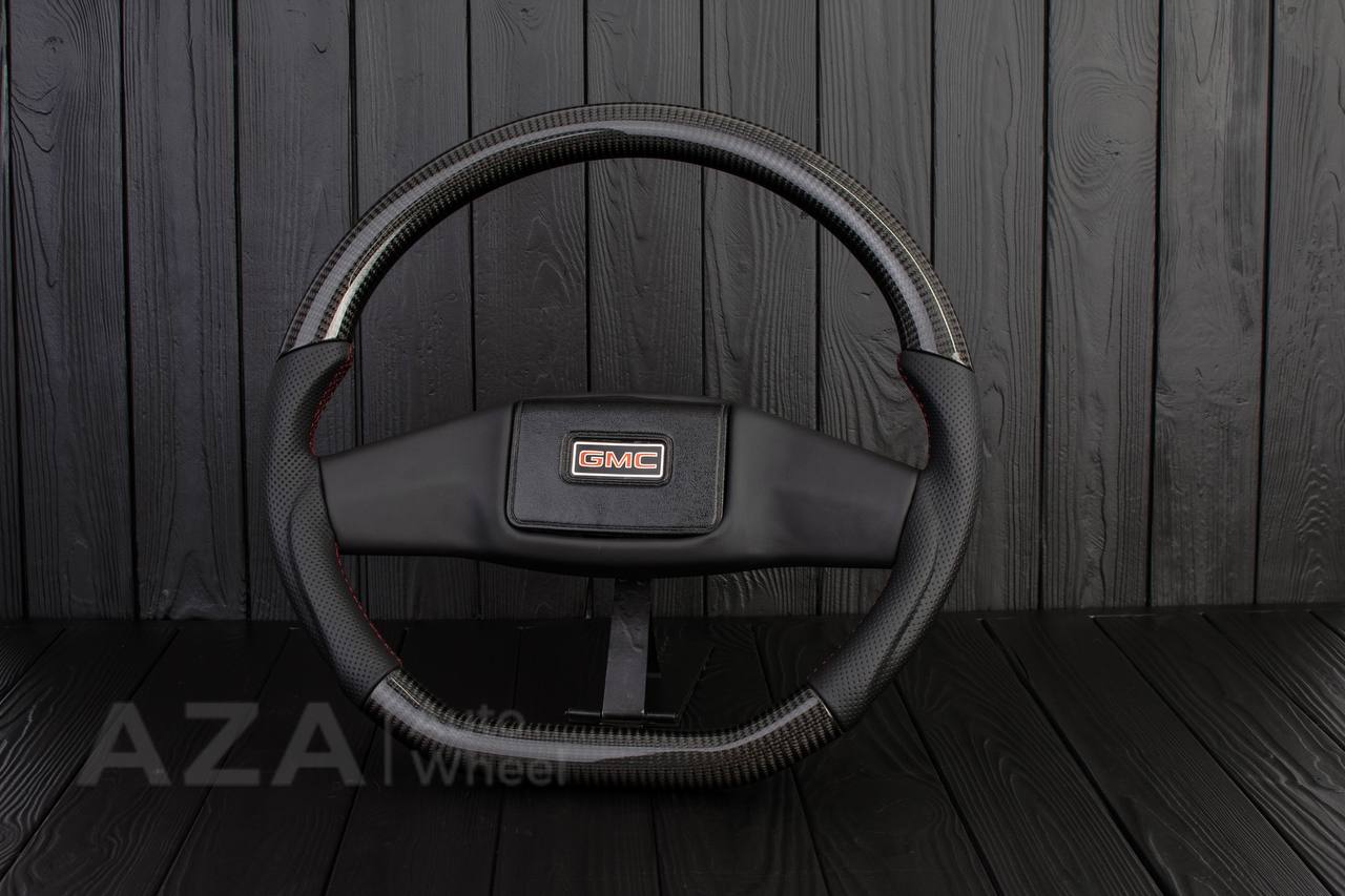 Steering wheel Square Body GM C/K/C10/C5/K5/K10/K20/K30 (1973-1987) Carbon fiber/Perforated leather (can be any color stitching and stripe) - Image 4