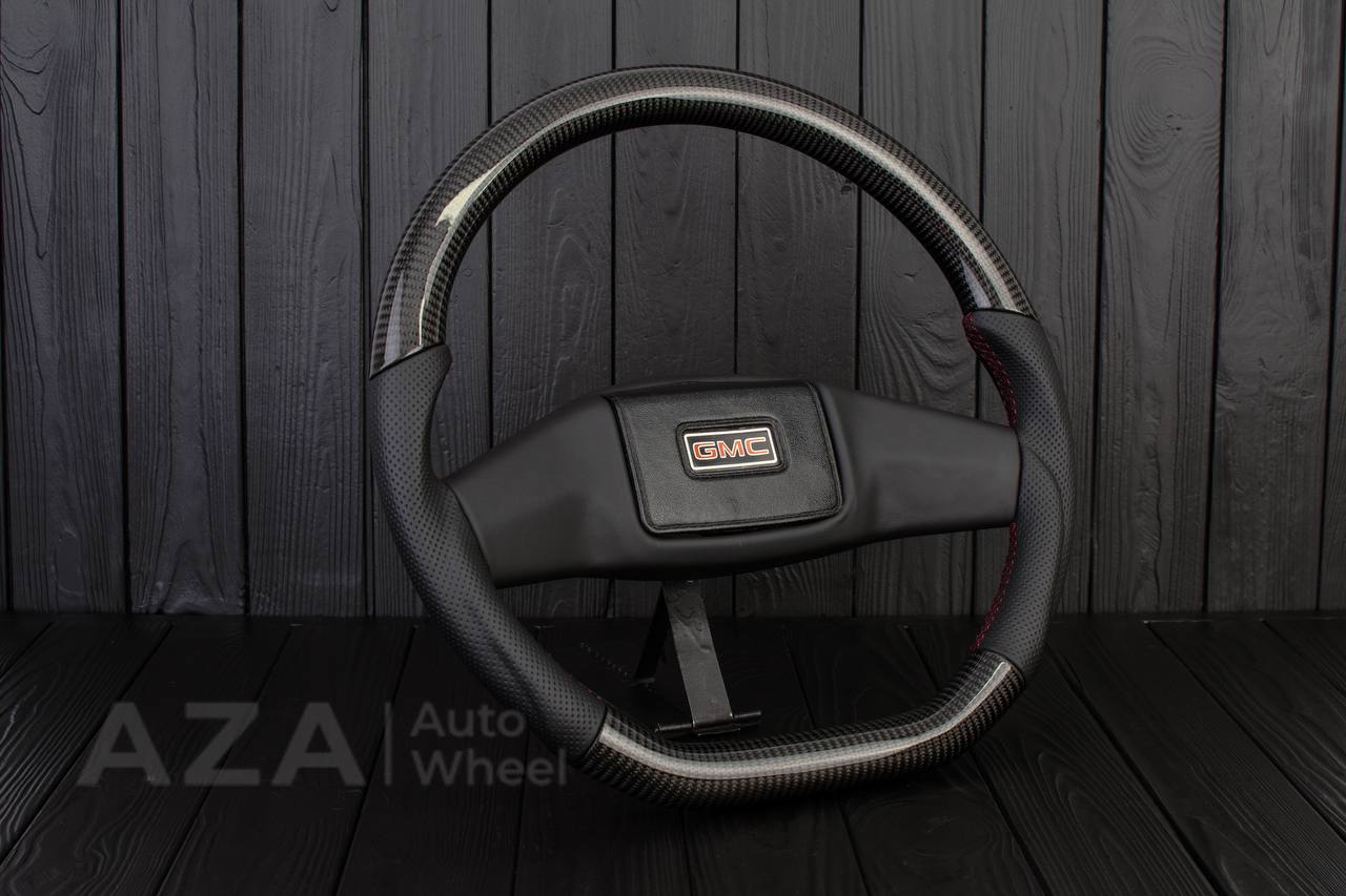 Steering wheel Square Body GM C/K/C10/C5/K5/K10/K20/K30 (1973-1987) Carbon fiber/Perforated leather (can be any color stitching and stripe) - Image 6