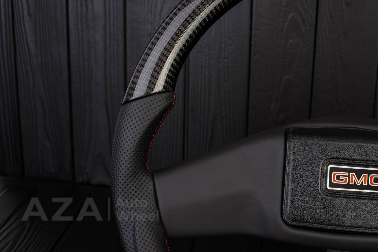 Steering wheel Square Body GM C/K/C10/C5/K5/K10/K20/K30 (1973-1987) Carbon fiber/Perforated leather (can be any color stitching and stripe) - Image 8