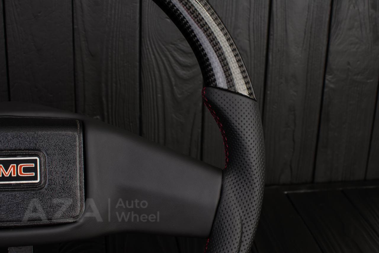 Steering wheel Square Body GM C/K/C10/C5/K5/K10/K20/K30 (1973-1987) Carbon fiber/Perforated leather (can be any color stitching and stripe) - Image 9