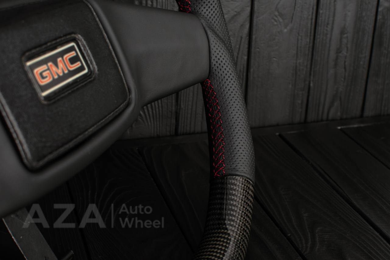 Steering wheel Square Body GM C/K/C10/C5/K5/K10/K20/K30 (1973-1987) Carbon fiber/Perforated leather (can be any color stitching and stripe) - Image 11