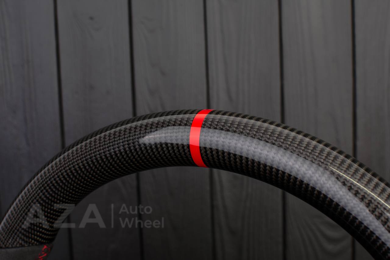 Steering wheel BMW 2011-2016 5/6/7 SERIES Carbon fiber/Alcantara/Red stripe (can be any color) - Image 6