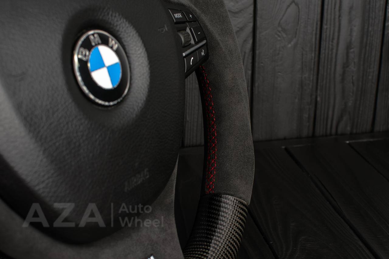 Steering wheel BMW 2011-2016 5/6/7 SERIES Carbon fiber/Alcantara/Red stripe (can be any color) - Image 9