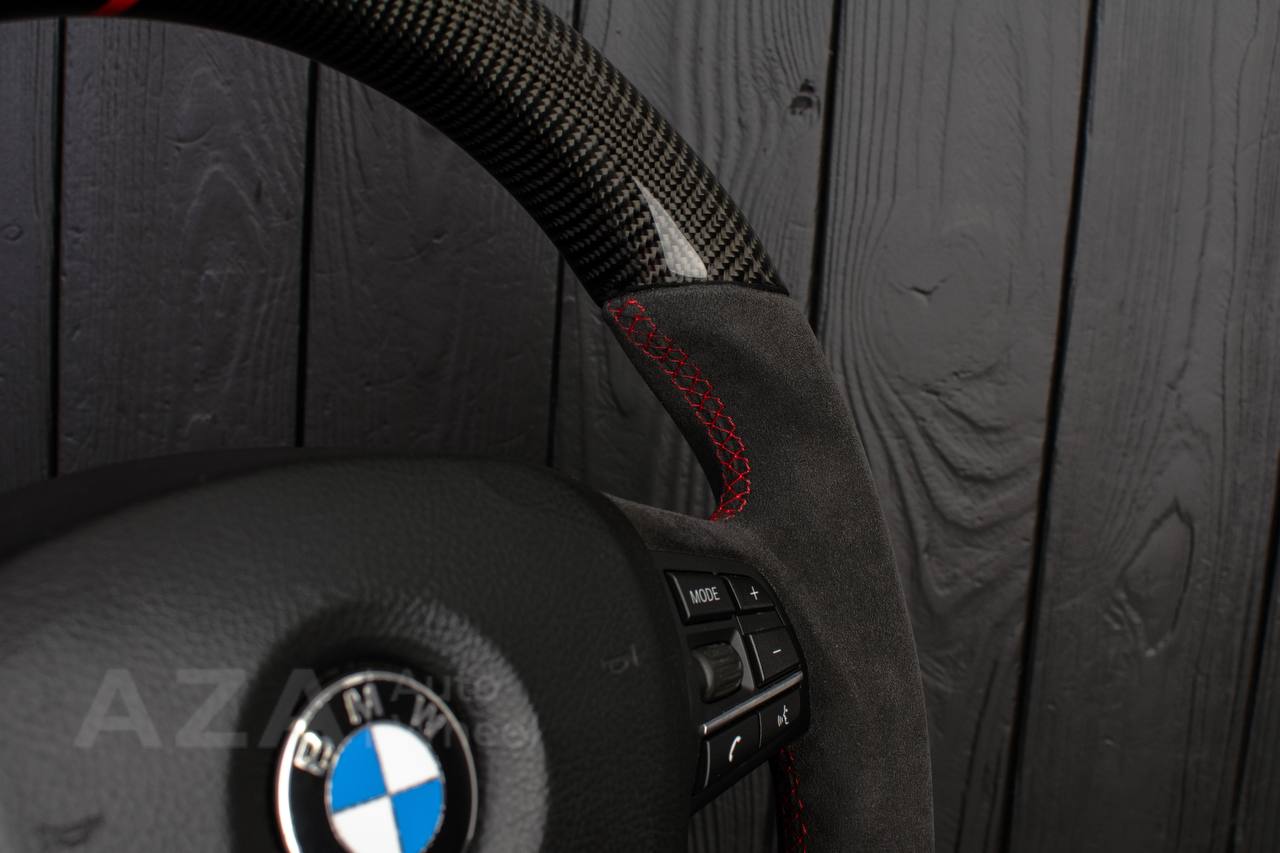 Steering wheel BMW 2011-2016 5/6/7 SERIES Carbon fiber/Alcantara/Red stripe (can be any color) - Image 11