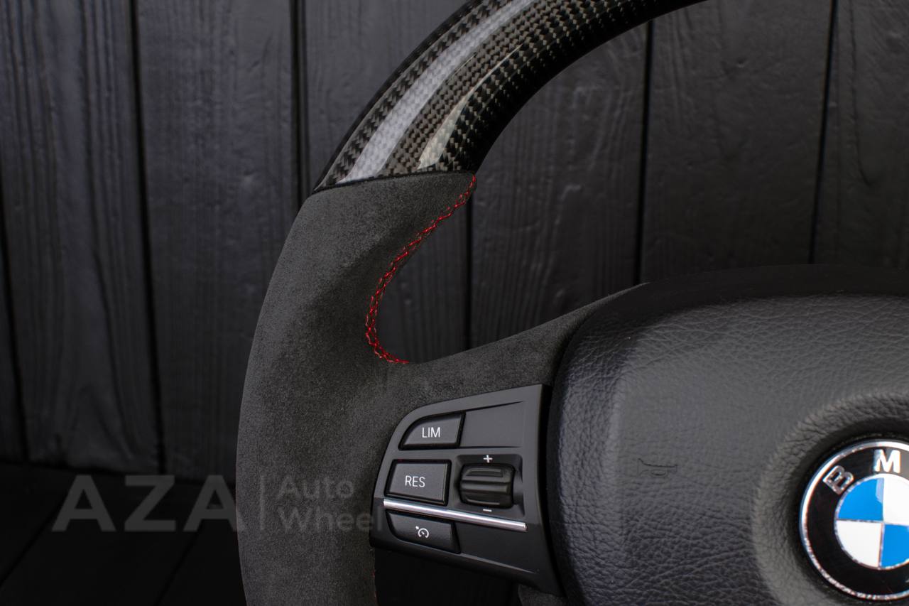 Steering wheel BMW 2011-2016 5/6/7 SERIES Carbon fiber/Alcantara/Red stripe (can be any color) - Image 12