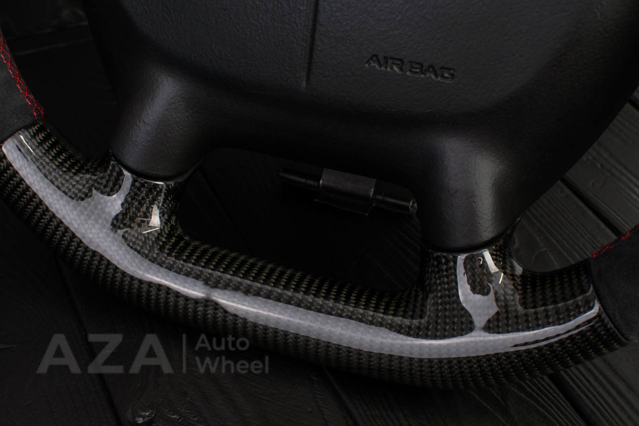 Steering wheel Corvette C5 Reduced diameter Carbon fiber/Alcantara/Red stripe - Image 6
