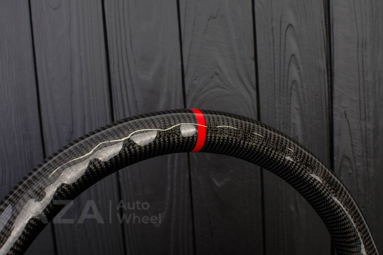 Steering wheel Corvette C5 Reduced diameter Carbon fiber/Alcantara/Red stripe - Image 8