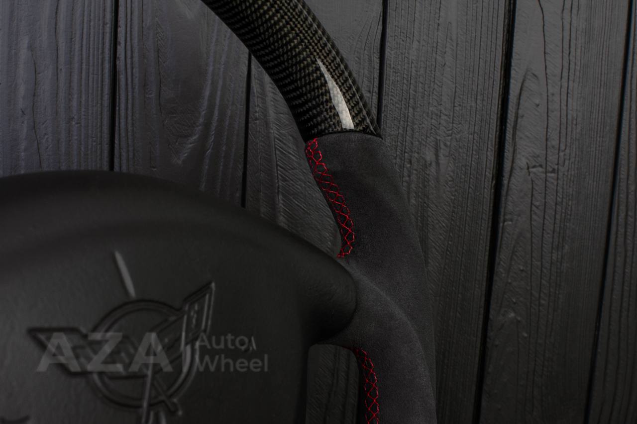 Steering wheel Corvette C5 Reduced diameter Carbon fiber/Alcantara/Red stripe - Image 11