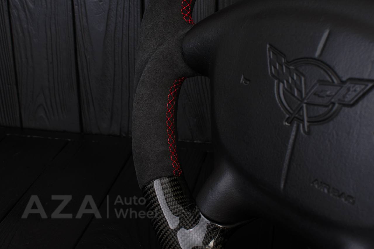 Steering wheel Corvette C5 Reduced diameter Carbon fiber/Alcantara/Red stripe - Image 13