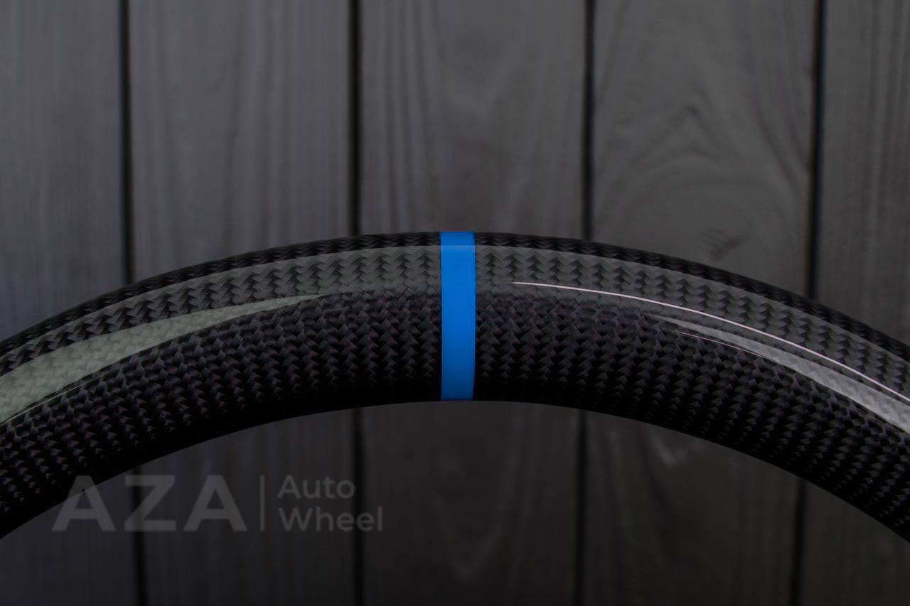 Steering wheel Corvette C5 Reduced diameter Carbon fiber/Alcantara/Blue stripe - Image 6
