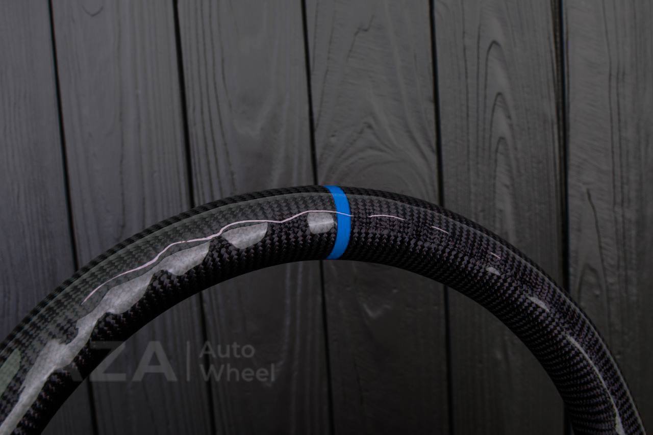 Steering wheel Corvette C5 Reduced diameter Carbon fiber/Alcantara/Blue stripe - Image 7