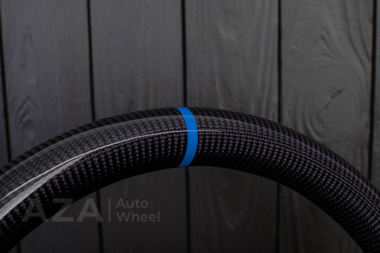 Steering wheel Corvette C5 Reduced diameter Carbon fiber/Alcantara/Blue stripe - Image 8