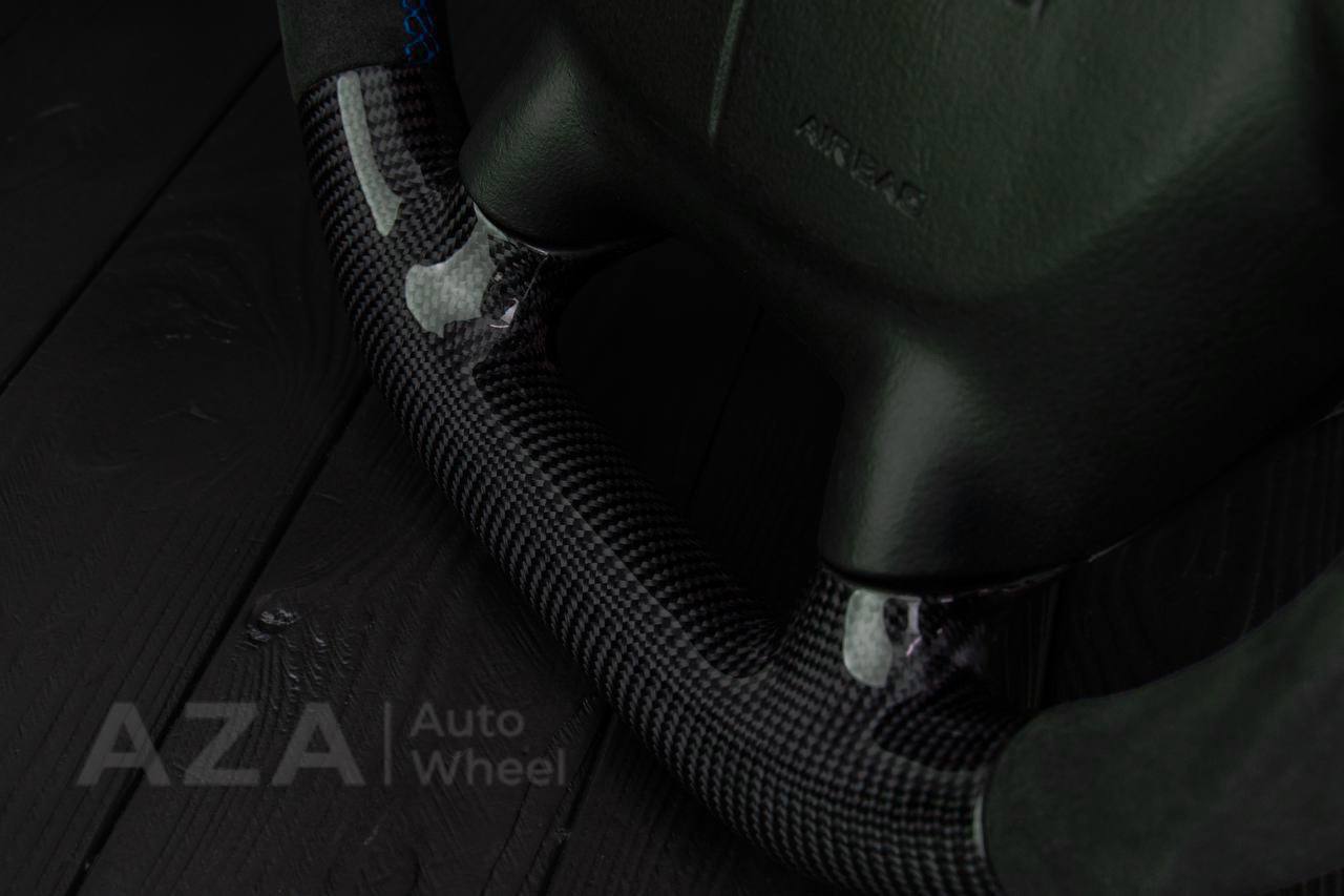 Steering wheel Corvette C5 Reduced diameter Carbon fiber/Alcantara/Blue stripe - Image 9
