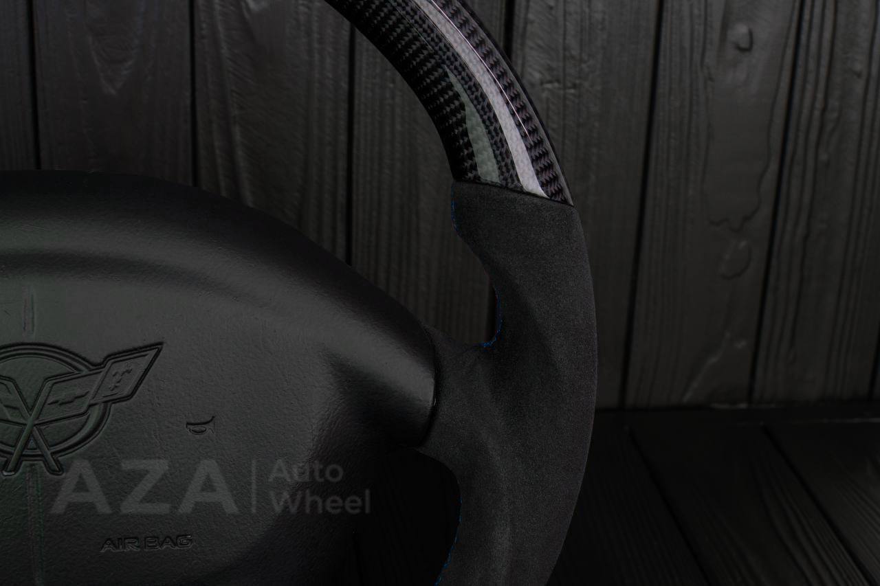 Steering wheel Corvette C5 Reduced diameter Carbon fiber/Alcantara/Blue stripe - Image 11