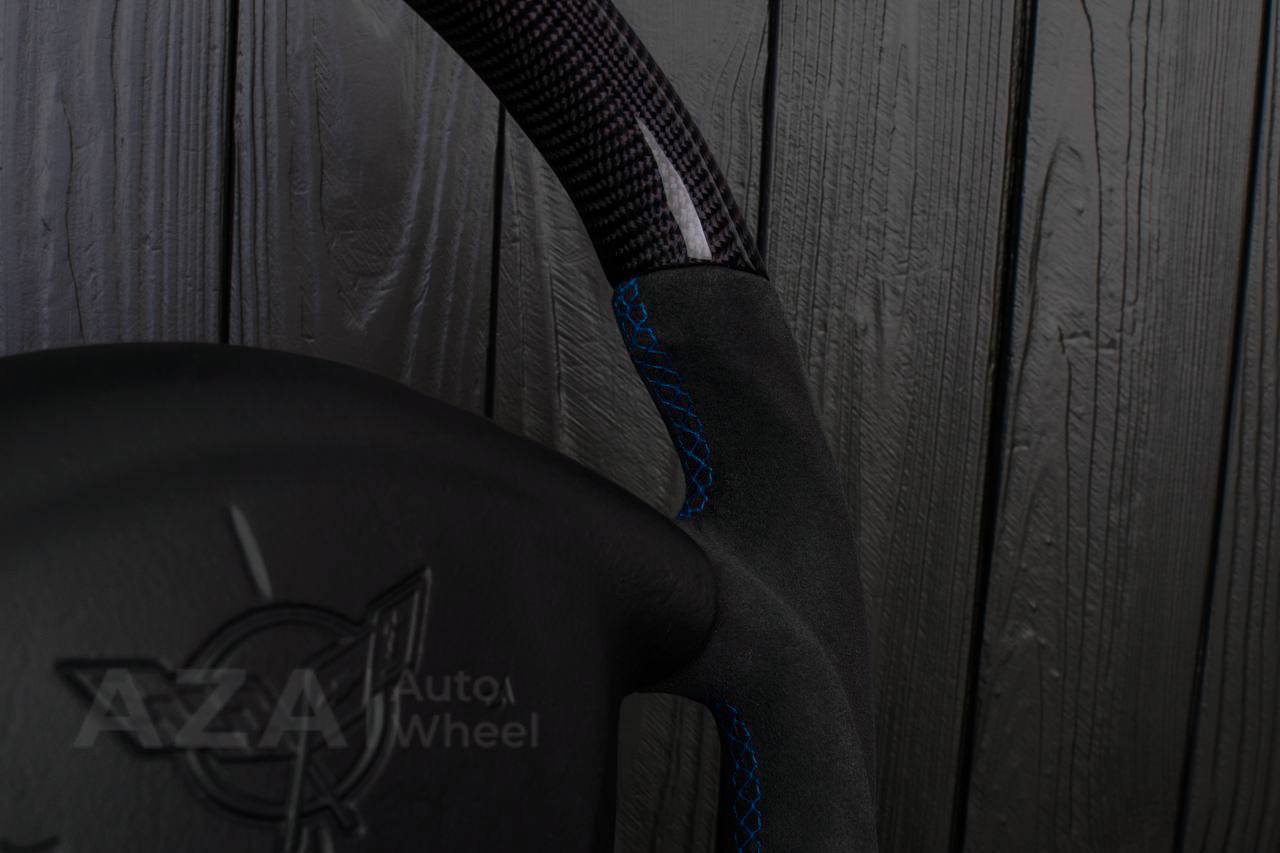 Steering wheel Corvette C5 Reduced diameter Carbon fiber/Alcantara/Blue stripe - Image 16