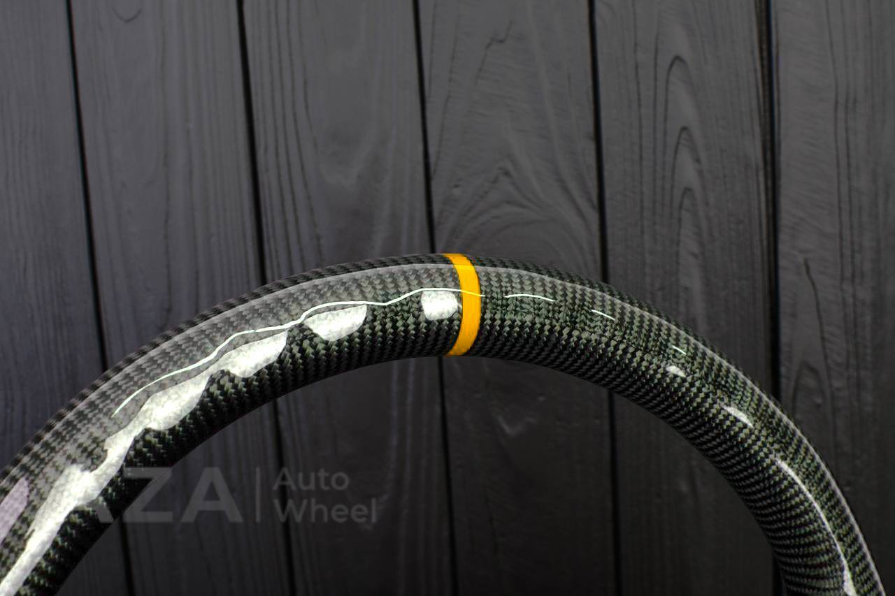 Steering wheel Corvette C5 Reduced diameter Carbon fiber/Alcantara/Yellow stripe - Image 5