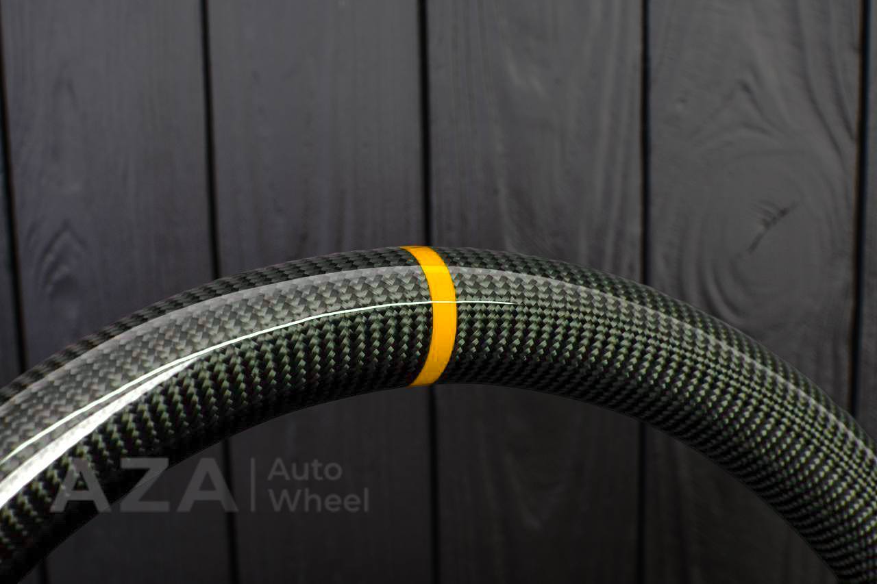 Steering wheel Corvette C5 Reduced diameter Carbon fiber/Alcantara/Yellow stripe - Image 6