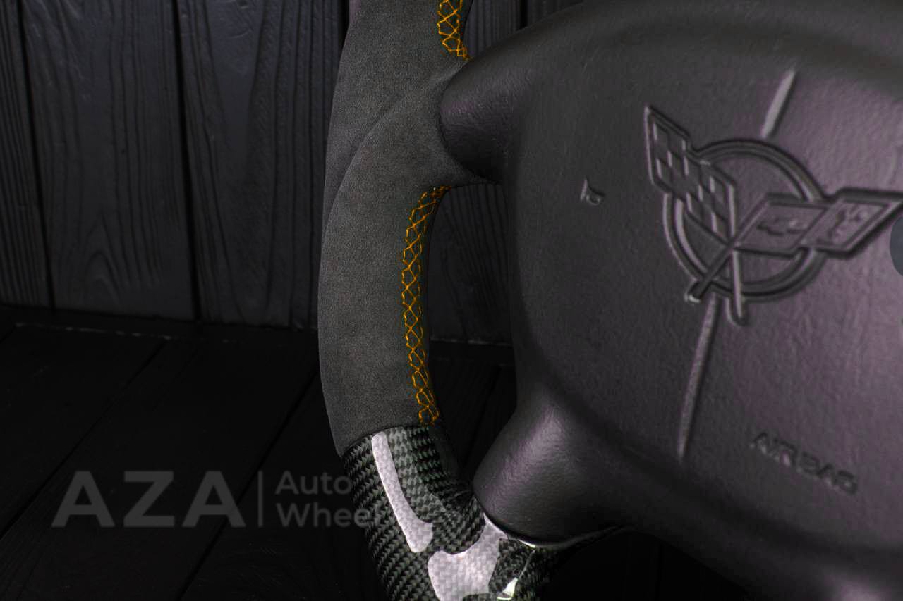 Steering wheel Corvette C5 Reduced diameter Carbon fiber/Alcantara/Yellow stripe - Image 8