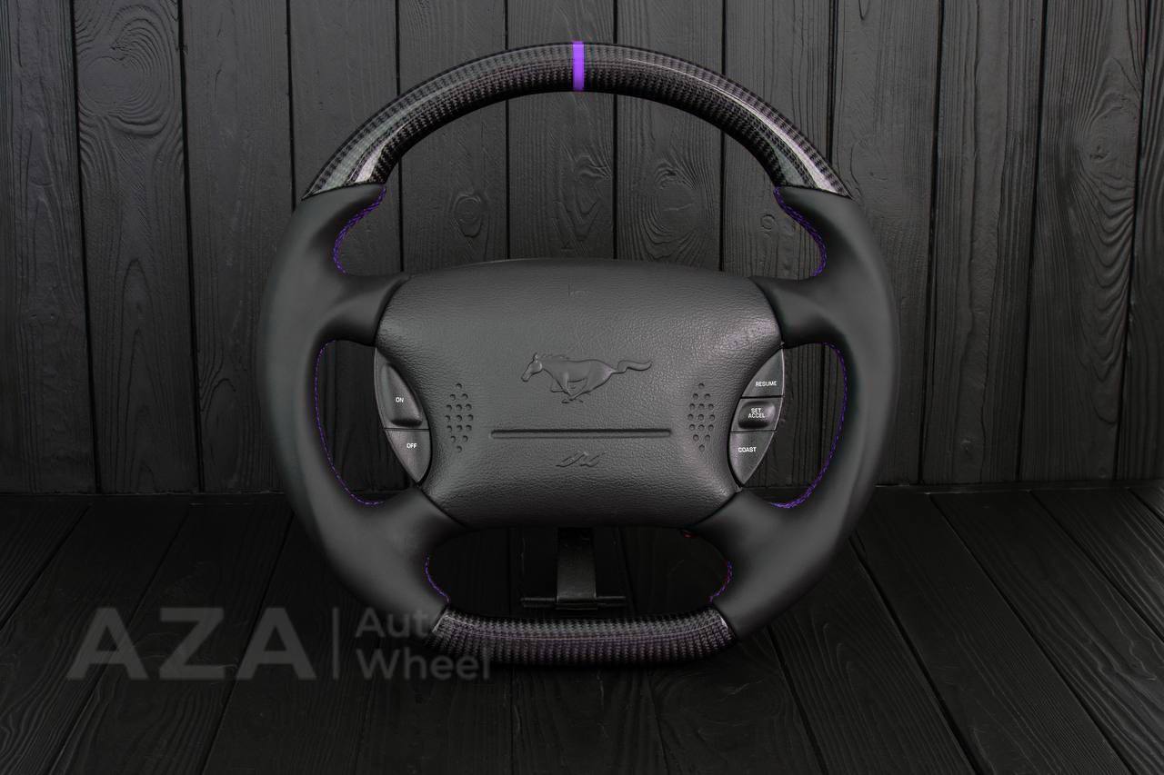 Steering wheel Ford Mustang GT Cobra Carbon fiber/Napa/Purple stripe (can be any color)