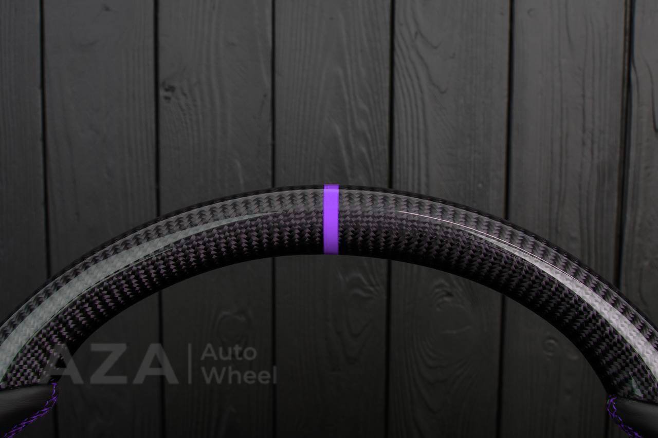 Steering wheel Ford Mustang GT Cobra Carbon fiber/Napa/Purple stripe (can be any color) - Image 6
