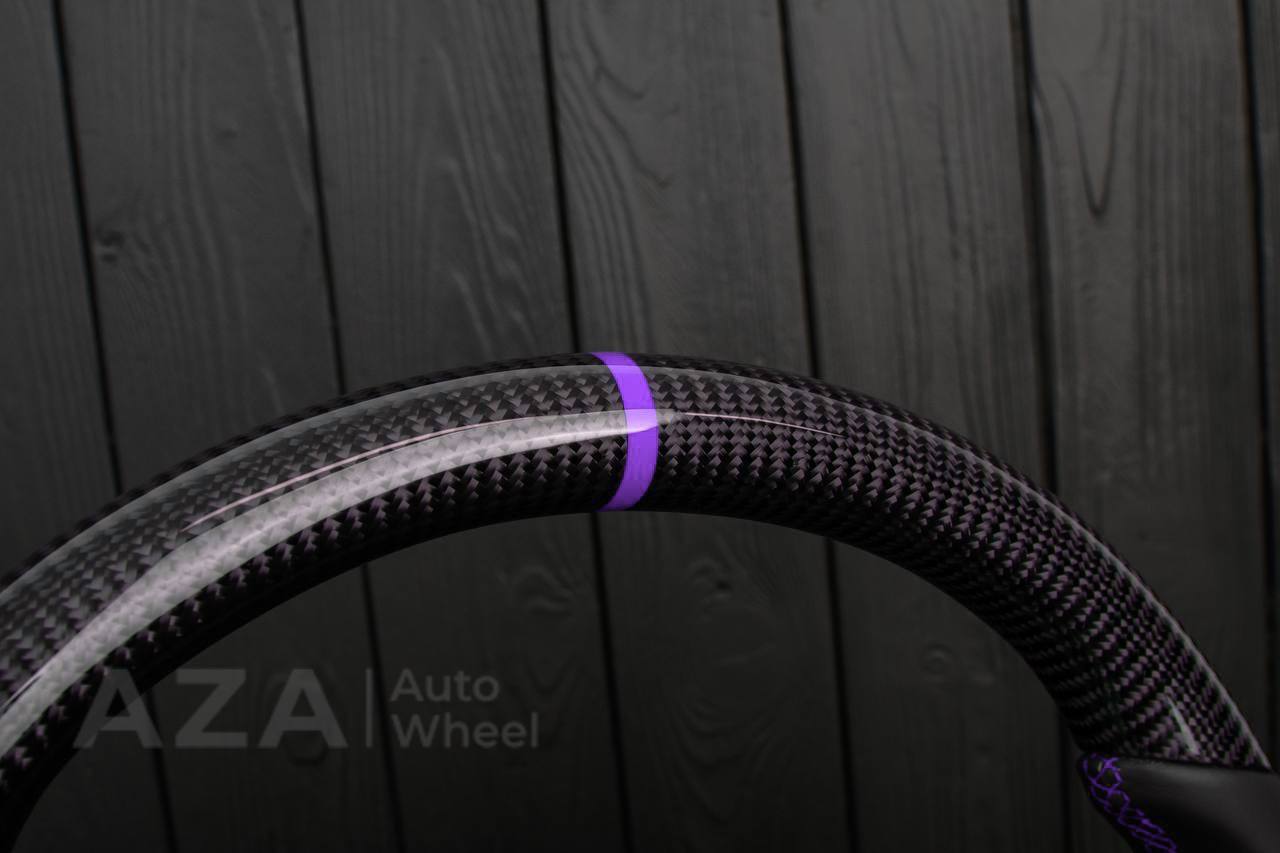 Steering wheel Ford Mustang GT Cobra Carbon fiber/Napa/Purple stripe (can be any color) - Image 7