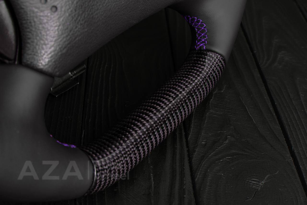 Steering wheel Ford Mustang GT Cobra Carbon fiber/Napa/Purple stripe (can be any color) - Image 8