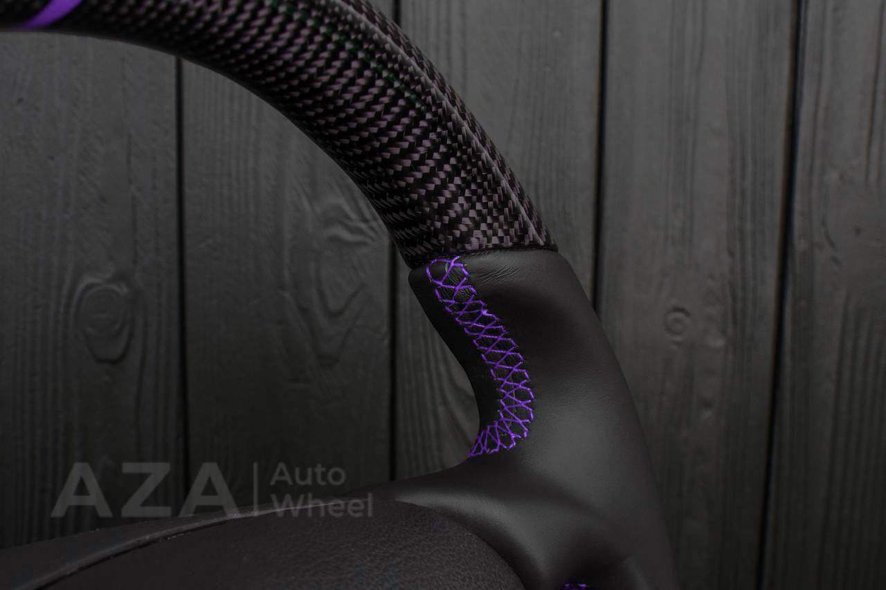 Steering wheel Ford Mustang GT Cobra Carbon fiber/Napa/Purple stripe (can be any color) - Image 9