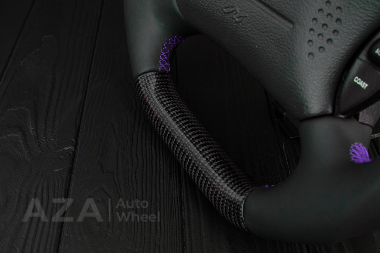 Steering wheel Ford Mustang GT Cobra Carbon fiber/Napa/Purple stripe (can be any color) - Image 11